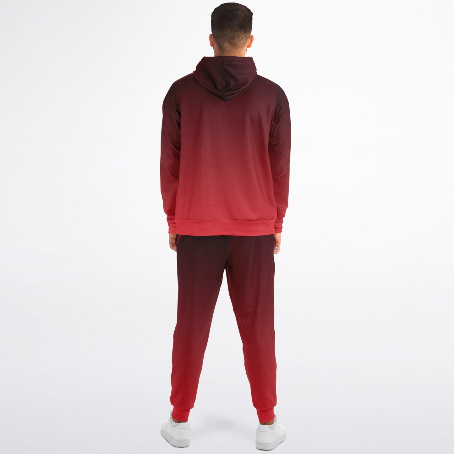Black Red Ombre Hoodie Jogger Sweatsuit Set, Tie Dye Lounge Zip Hooded Sweatshirt Sweatpants Women Men Cotton Matching Plus Size Sweats