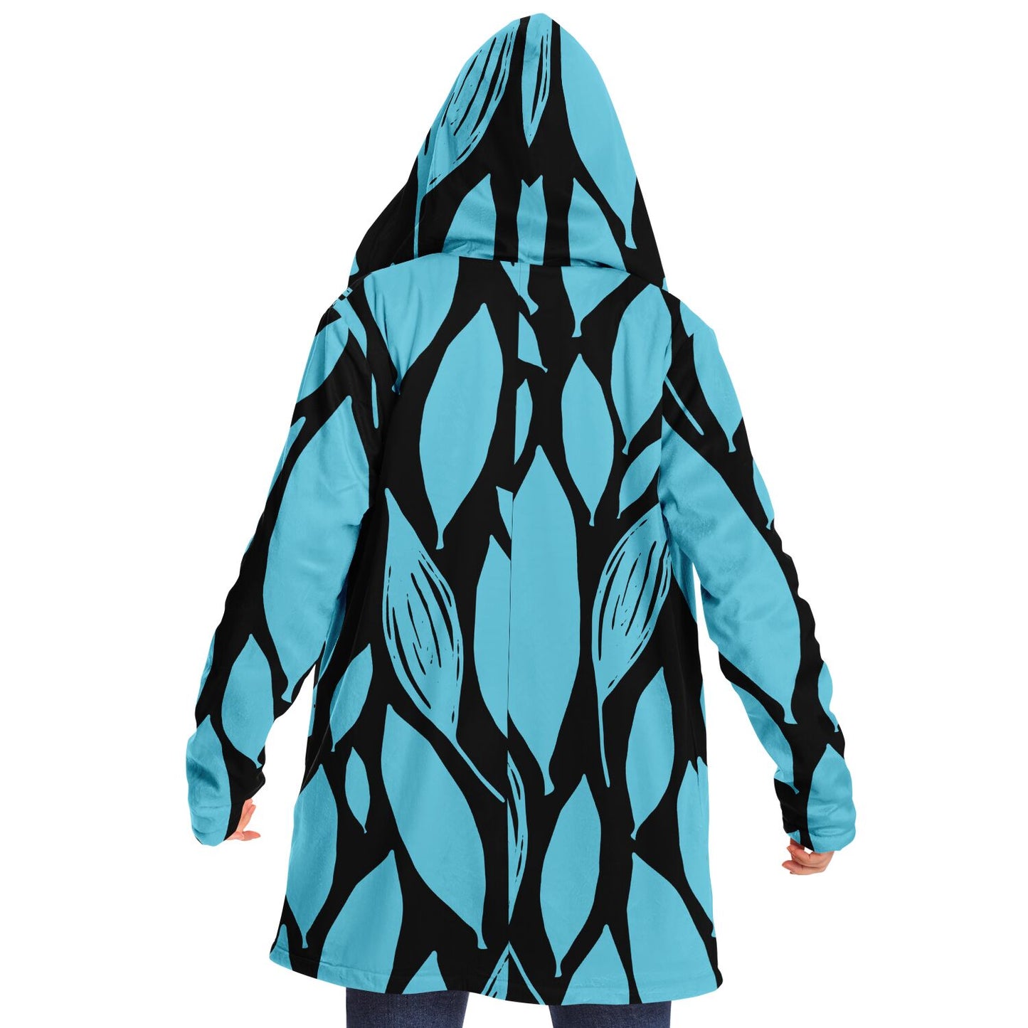 Black & Teal Boho Swirl Microfleece Cloak 🌿 Because Subtlety Is Overrated