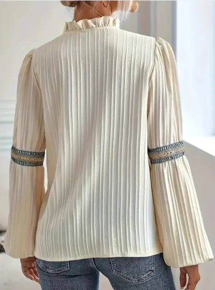 V-neck Patchwork Shirt