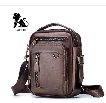 Lion Leather Bag for Men - Waterproof Crossbody Pouch