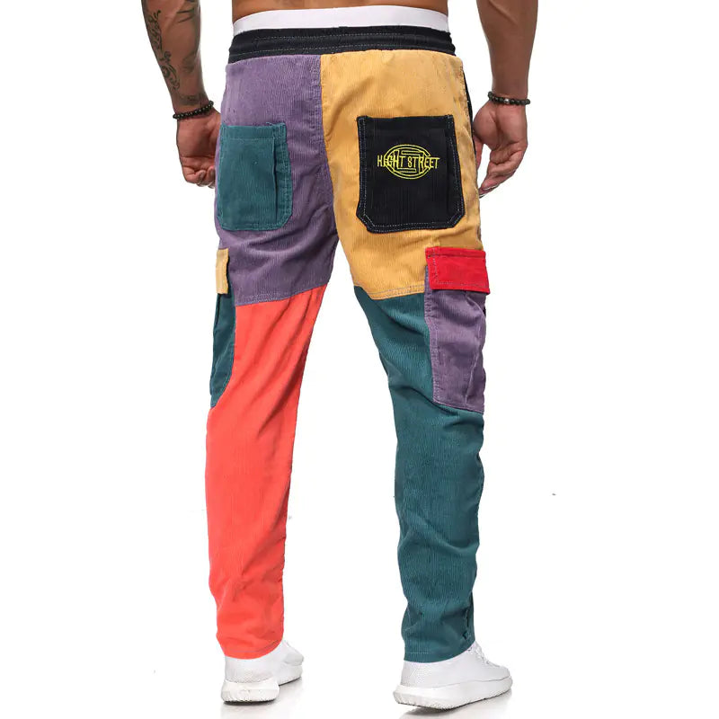 Vintage Patchwork Cargo Pants with Drawstring Waist