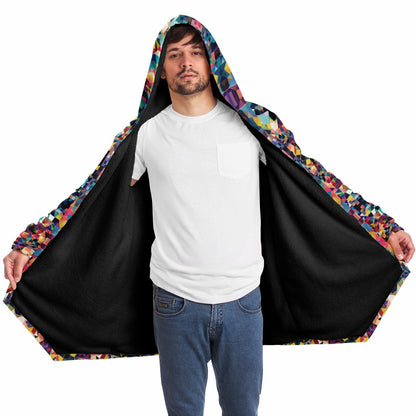 Vibrant Kaleidoscopic Mosaic Geometric Patterned Cloak, Colorful Boho Wrap