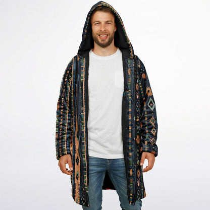 Mens Boho Style Zipper Cloak Tribal Abstract Art Boho Street Style