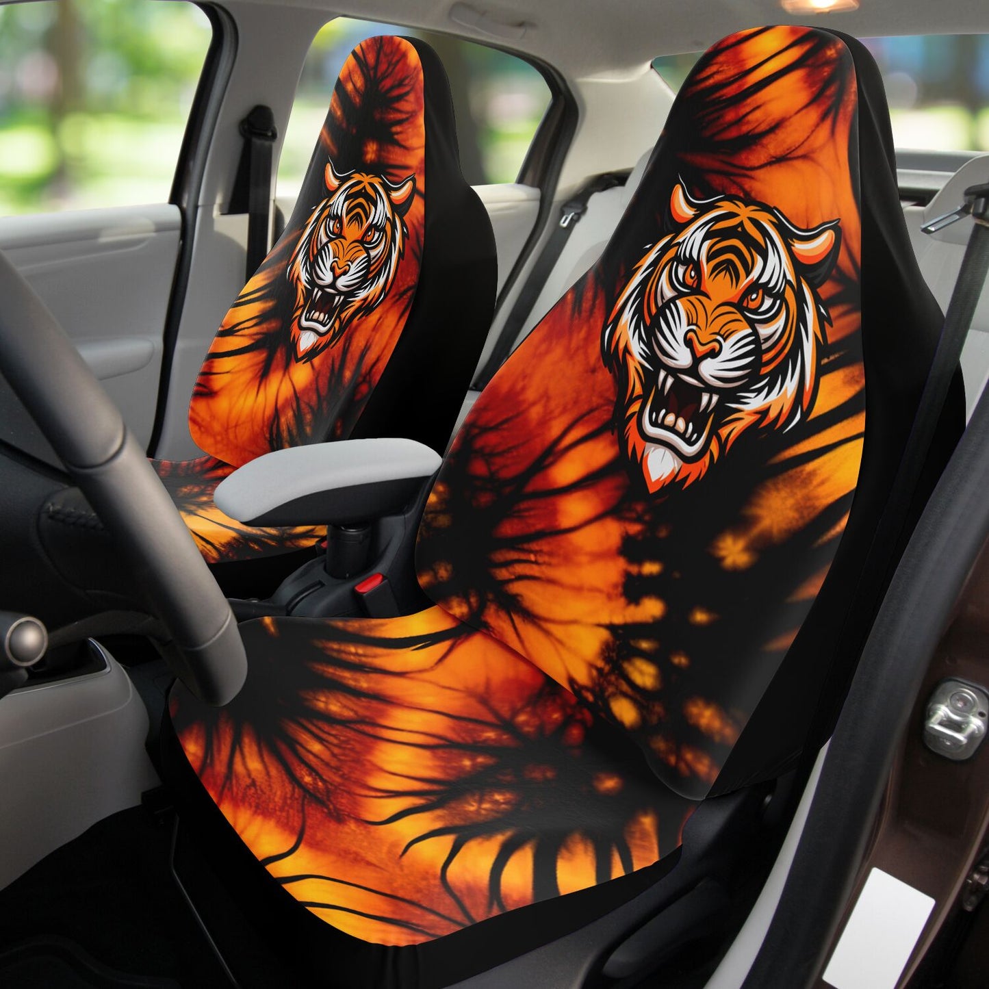 Custom Car Seat Covers – Custom Football Car Seat Covers | Black & Orange Tiger