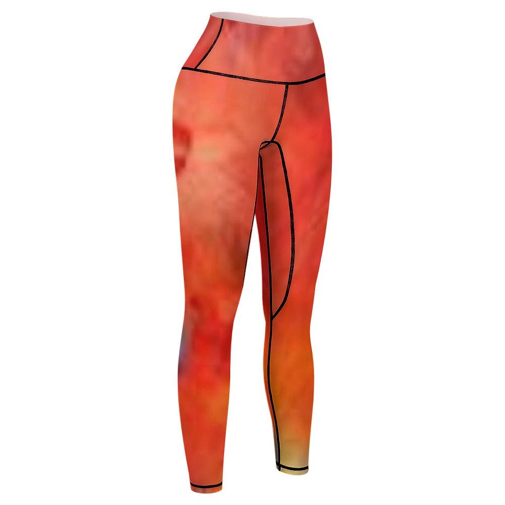 Women's Comfort Orange Tie-Dye Sports Yoga Pants