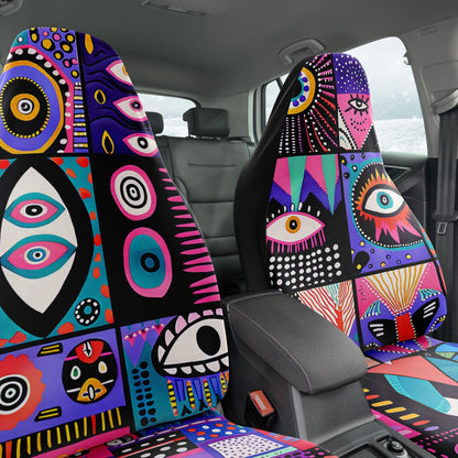 Abstract Geometric Car Seat Covers – Vibrant Decorative Art  Custom Design