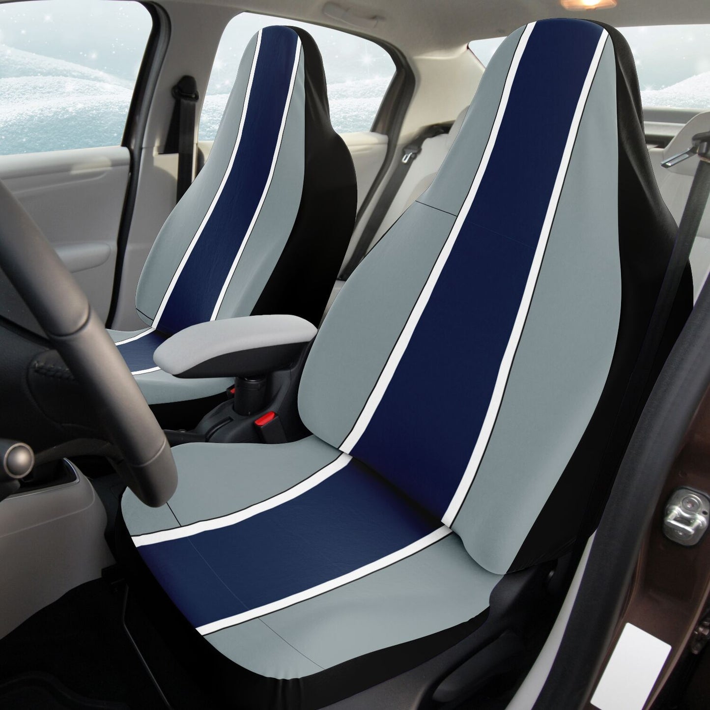 Navy & Silver Car Seat Covers – Durable Trendy-Inspired Auto Accessories