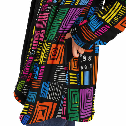 Microfleece Cloak – Vibrant Kaleidoscopic Mandala Hoodie Cape | Boho Festival Streetwear Wrap