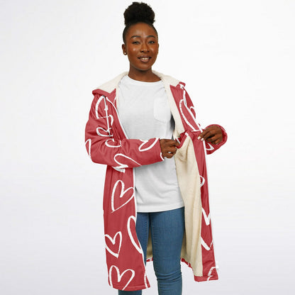 Red with White Hearts Zipper Cloak