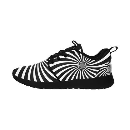 Psychedelic Men's Breathable Sneakers, Funky Zebra Spiral Black White Print Lace-up Running Cool Designer Casual Crazy Festival Shoes&nbsp;