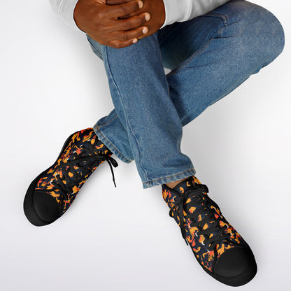 Urban Peak High Top Shoes | Black & Orange Grunge Streetwear Sneakers