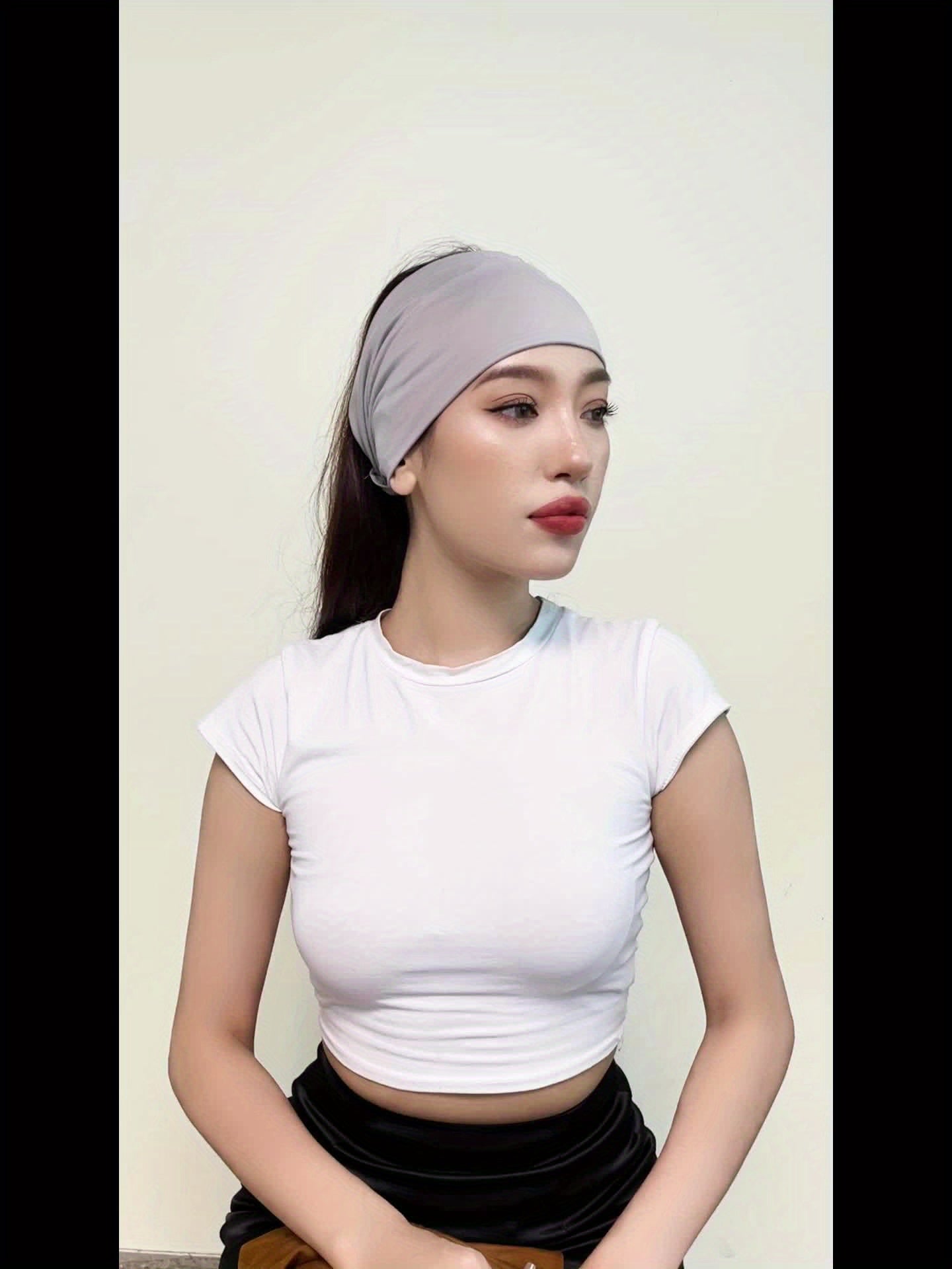 Women's Wide Headband, Solid Color Polyester, All-Season Stretchy Hair Wrap, Bohemian Thick Sports Yoga Turban Headband Accessory, Colorful Print Knotted Elastic Yoga Headband