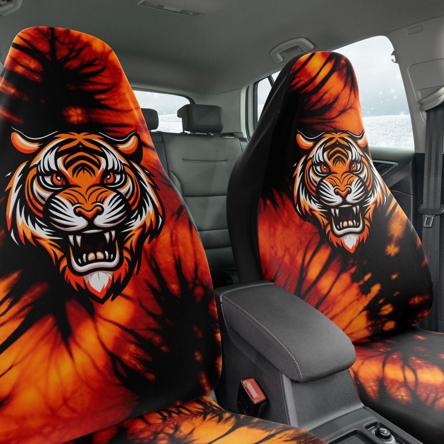 Custom Car Seat Covers – Custom Football Car Seat Covers | Black & Orange Tiger