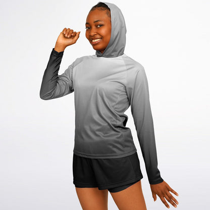 Women's Long Sleeve Hooded Performance Shirt - Gradient Gray copy