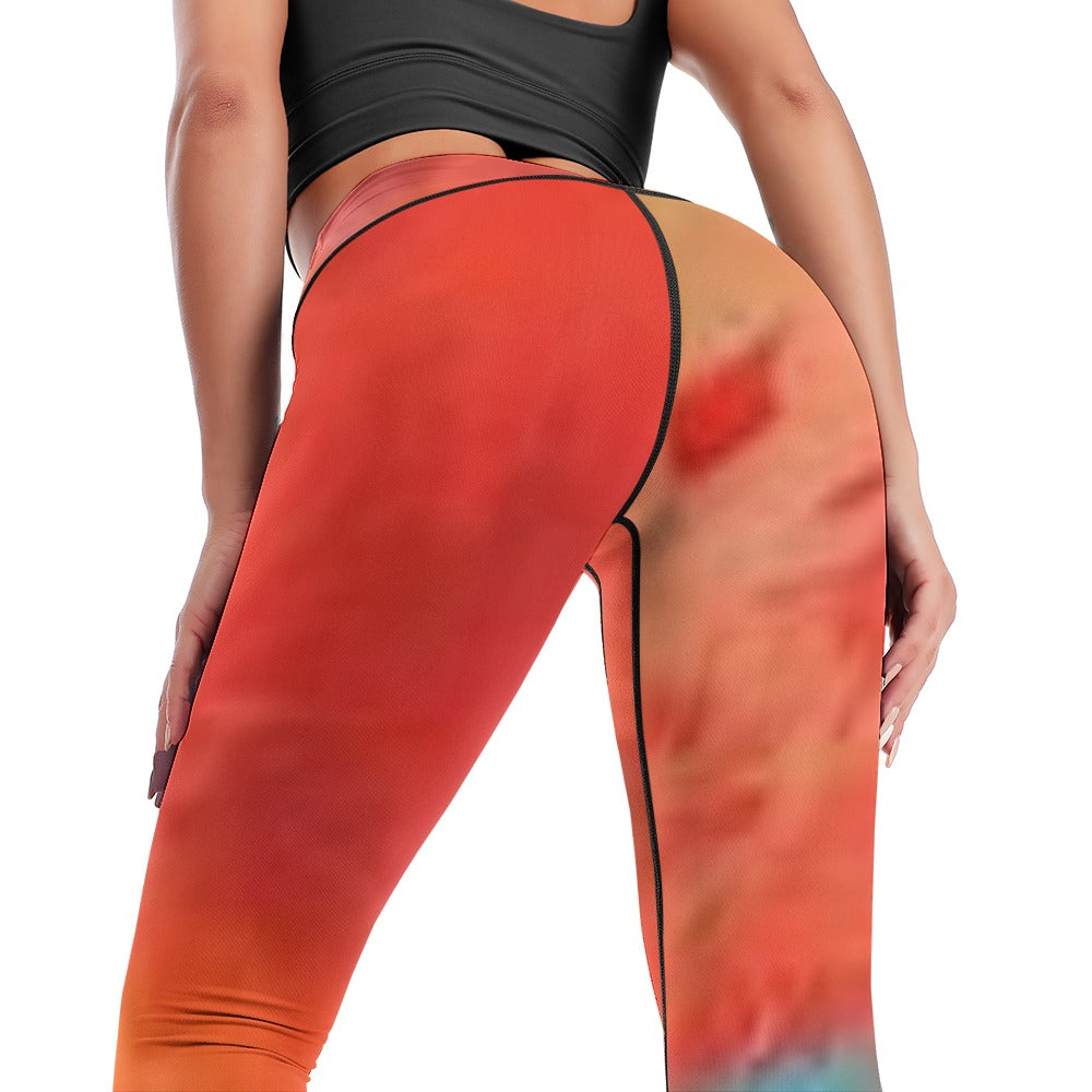 Women's Comfort Orange Tie-Dye Sports Yoga Pants