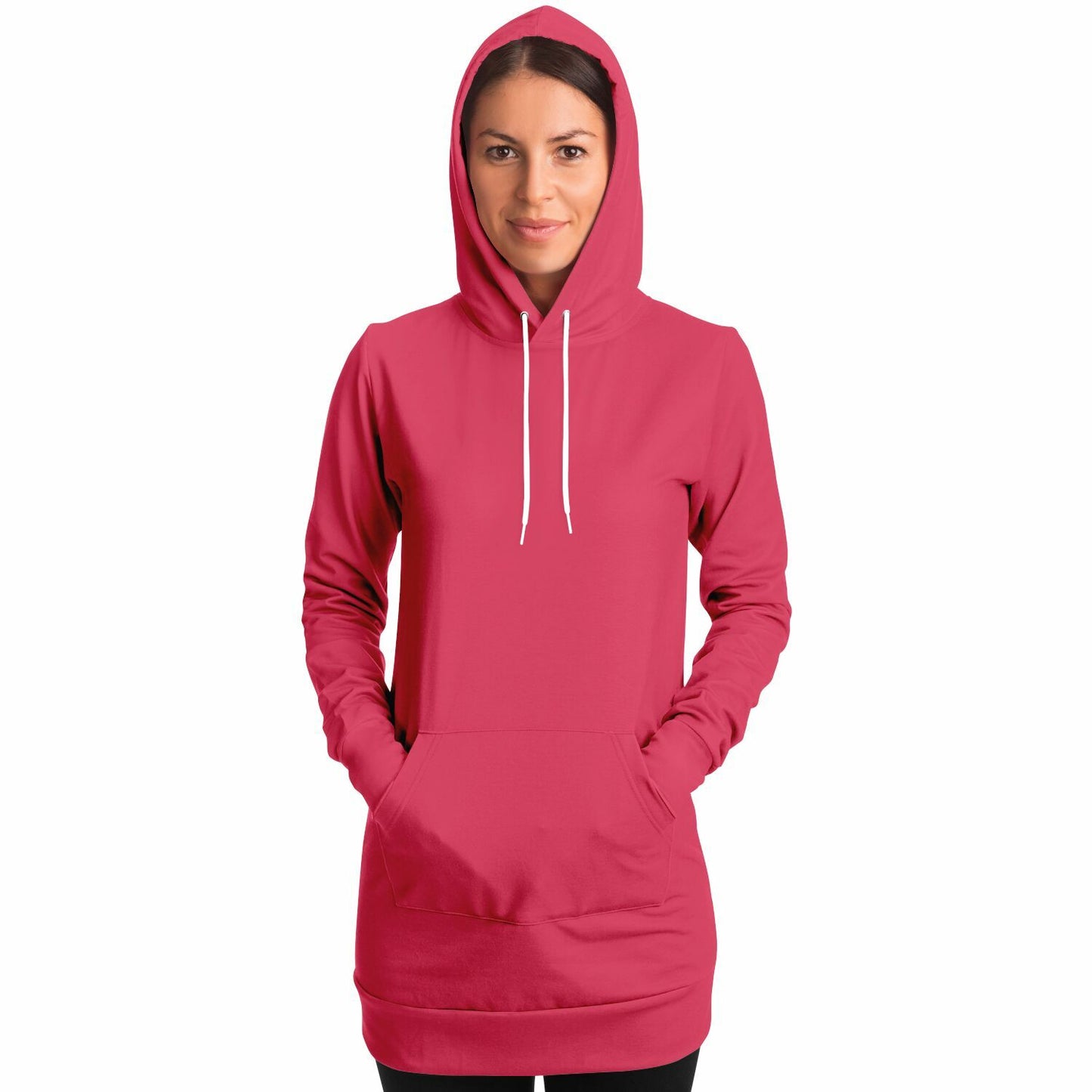 Edgy Cotton Fleece Sweatshirt Dress, Long Hoodie in Watermelon, Cozy Sweater, Comfy Sweatshirt, Knee- Length Sweater, Stylish Sweatshirt with HoodFashion Longline Hoodie