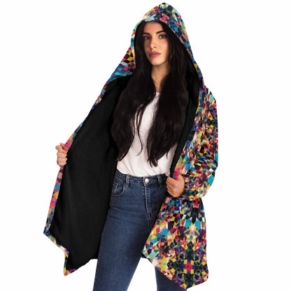 Vibrant Kaleidoscopic Mosaic Geometric Patterned Cloak, Colorful Boho Wrap