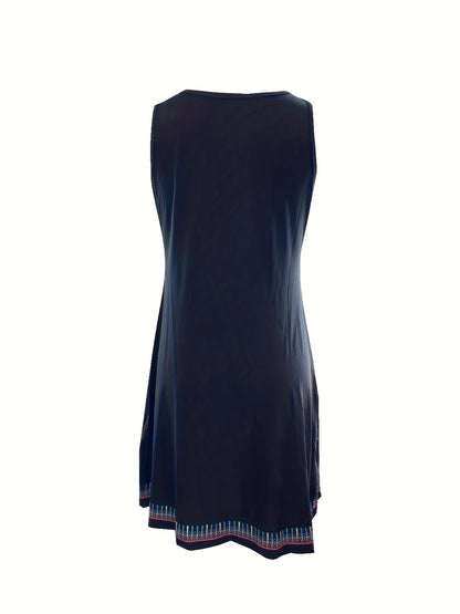 Bohemian Chic Floral V-Neck Dress - Breezy Sleeveless Design - Perfect for Summer & Spring