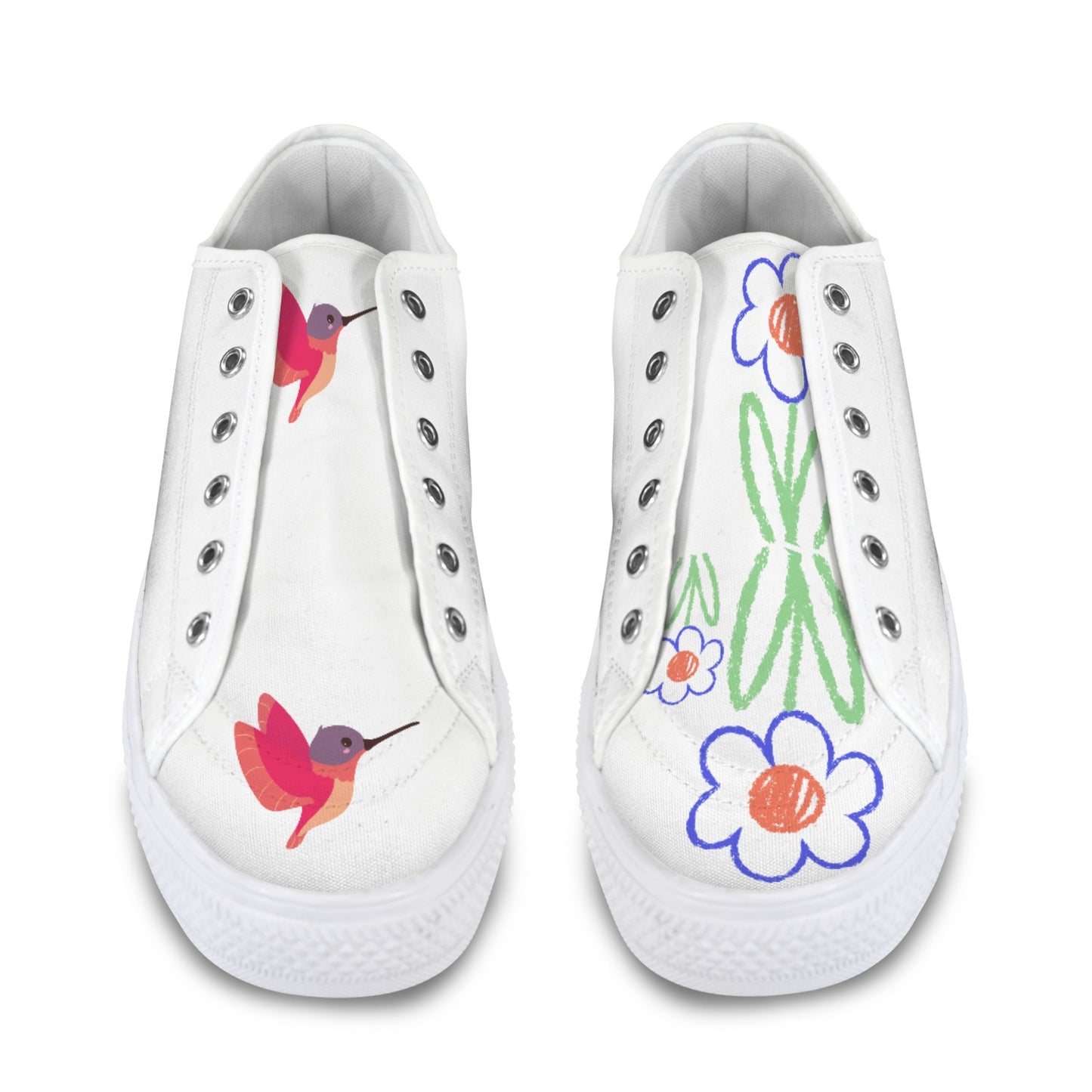 Whimsical Hummingbird & Flower Seattle Low Top Women's Shoes