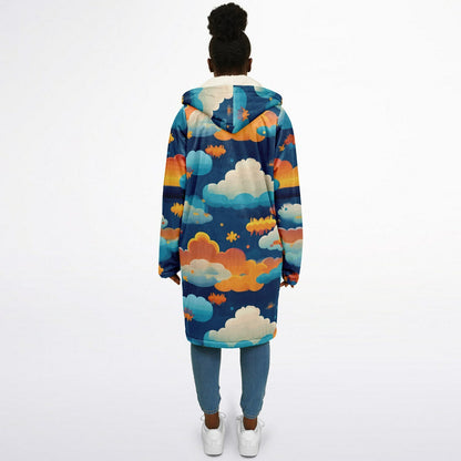 Zipper Cloak – Vibrant Kaleidoscope Mosaic Microfleece Wrap, Colorful Boho Festival Poncho