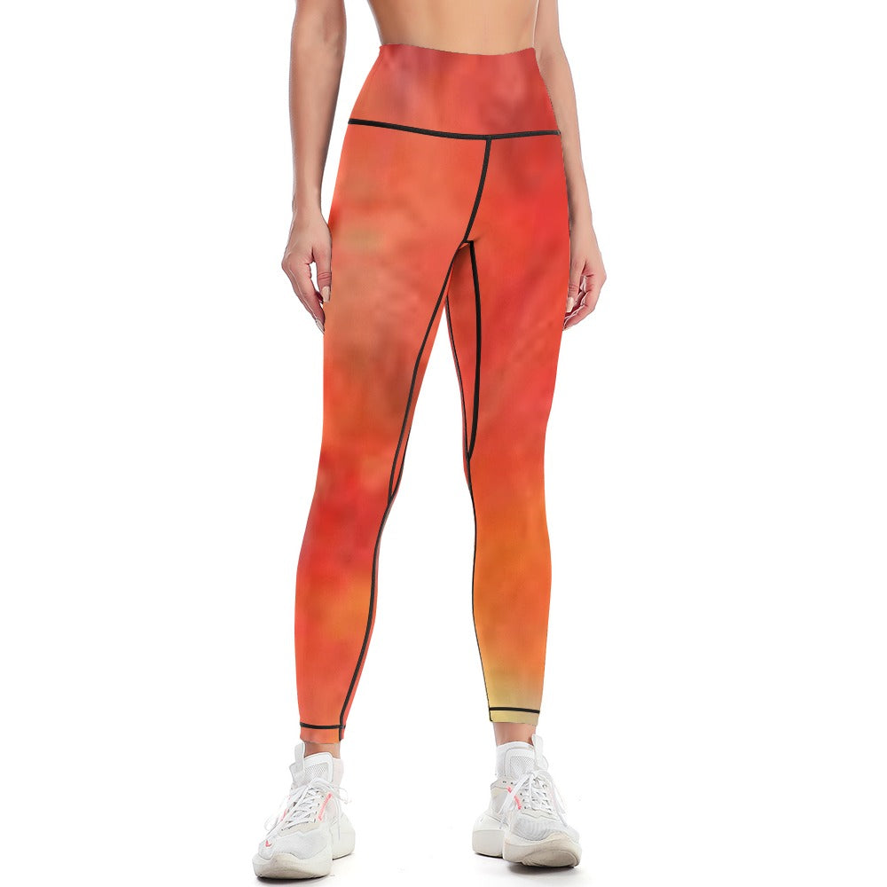 Women's Comfort Orange Tie-Dye Sports Yoga Pants