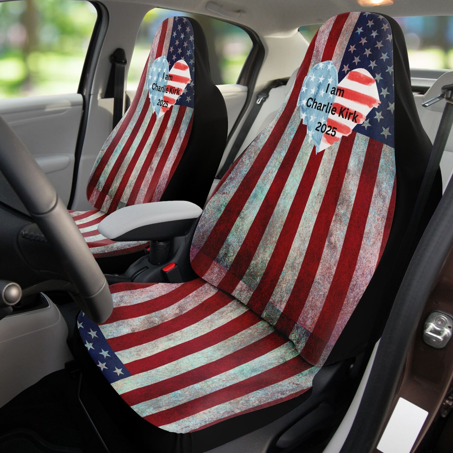 I AM CHARLIE KIRK Patriotic American Flag Car Seat Covers