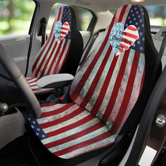 I AM CHARLIE KIRK Patriotic American Flag Car Seat Covers