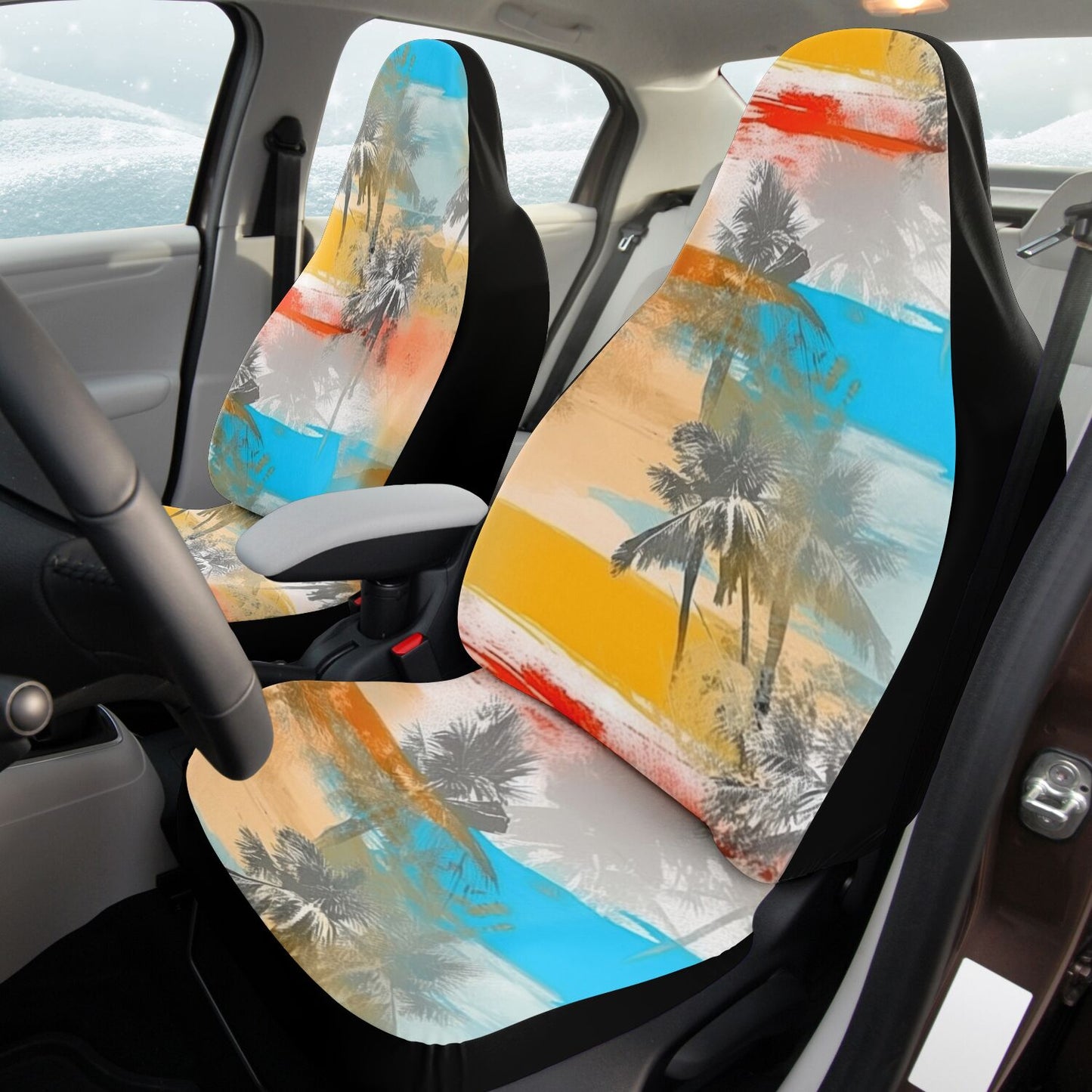 Tropical Watercolor Car Seat Cover – Palm Tree Vibes Trendy and Unique Design
