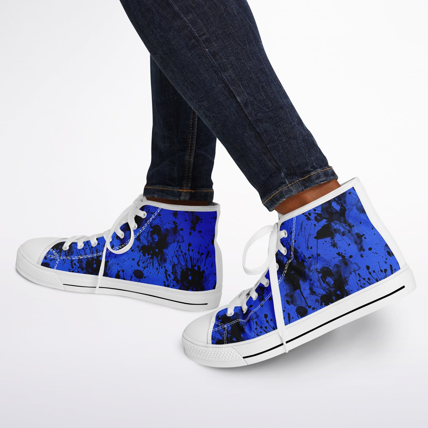 Urban Peak High Top Shoes | Blue, Black & White Ink Splash Grunge Sneakers