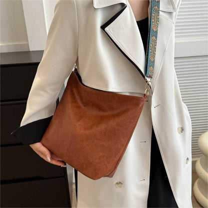 Bohemian Style Large Capacity Tote Bag for Women - Vintage Wide Strap Shoulder & Crossbody Bag with Intricate Embroidery, High-Quality Synthetic, White