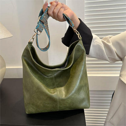 Bohemian Style Large Capacity Tote Bag for Women - Vintage Wide Strap Shoulder & Crossbody Bag with Intricate Embroidery, High-Quality Synthetic, White