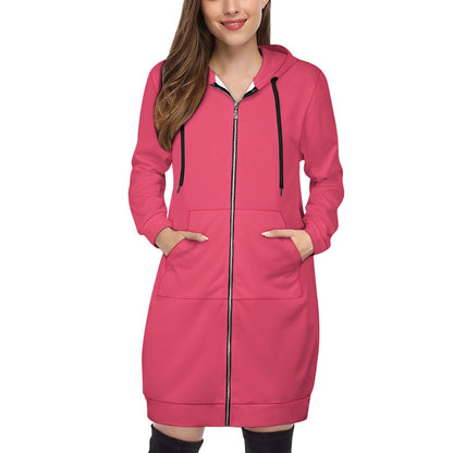 Edgy Sweatshirt Dress, Long Hoodie in Watermelon, Cozy Sweater, Comfy Sweatshirt, Knee- Length Sweater, Stylish Sweatshirt with Hood