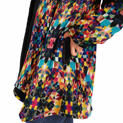 Vibrant Kaleidoscopic Mosaic Geometric Patterned Cloak, Colorful Boho Wrap