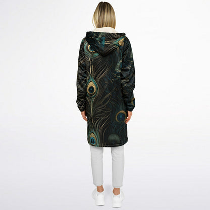 Peacock Feather Zipper Cloak – Seamless Animal Pattern Hooded Cape for Festivals, Travel & Boho Style | Unique Coat