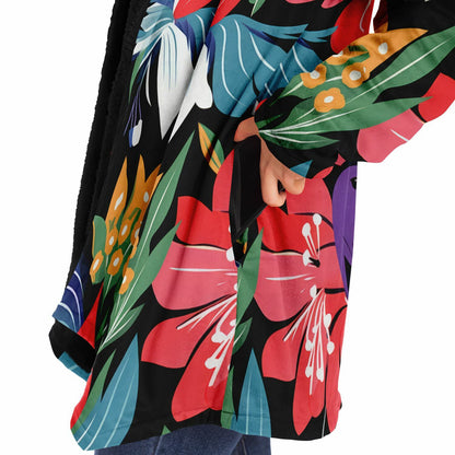 Wearable Art: Vibrant Hummingbird & Floral Microfleece Cloak” 🎨✨