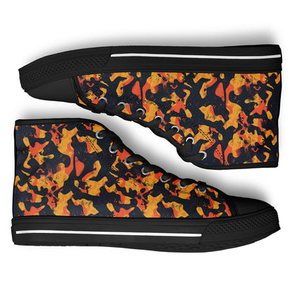 Urban Peak High Top Shoes | Black & Orange Grunge Streetwear Sneakers