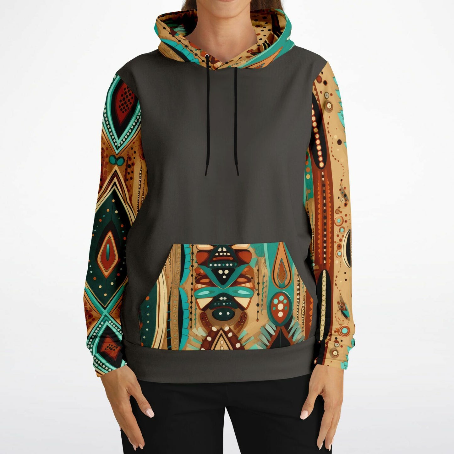 Brown Fashion Hoodie With Native American Design
