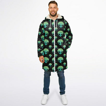 Area 51 Black & Green Alien Terrestrial Zipper Cloak – One-of-a-Kind Hooded Cape for Festivals, Travel & Statement Style | Holloween Coat