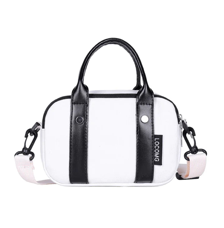 Color-Block Leather and Canvas Crossbody Bag