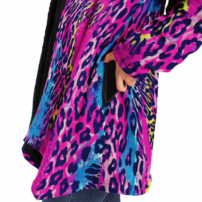 Take a Walk on the Wild Side - Abstract Cheetah Spots, Vibrant Animal Print Hooded Wrap