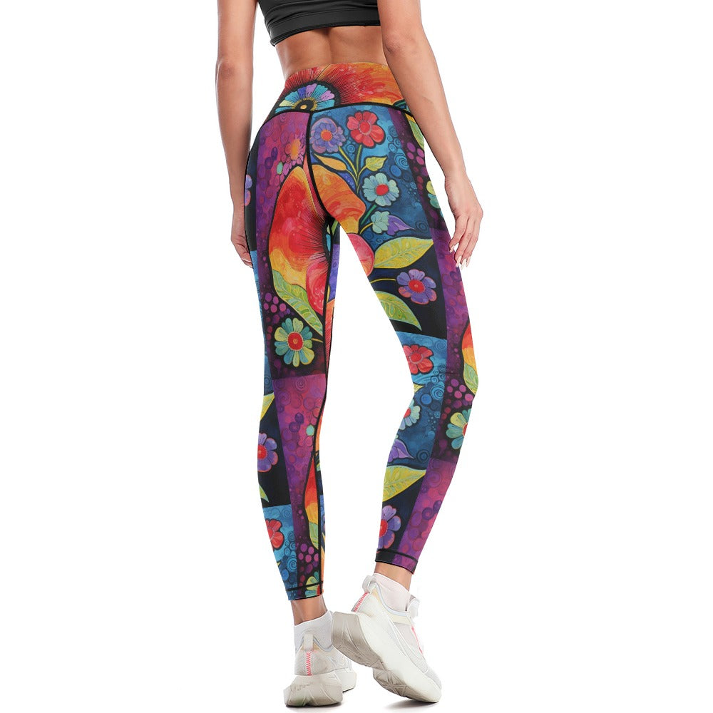 Women's Whimsical Flowers Comfort Sports Yoga Pants