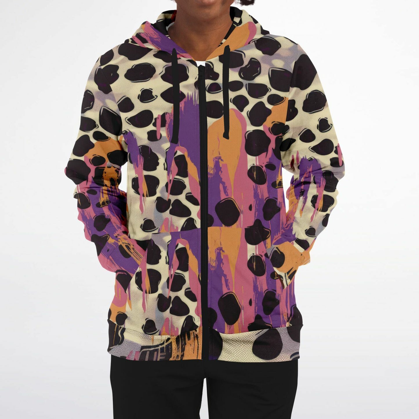 Animal Print Fashion Zip-Up Hoodie
