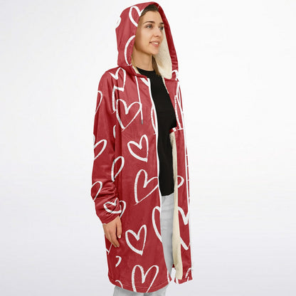 Red with White Hearts Zipper Cloak