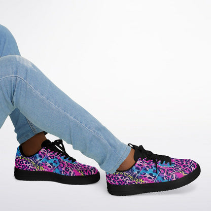 Vibrant Cheetah Print Sneakers with Bold Brush Strokes Men's and Women's
