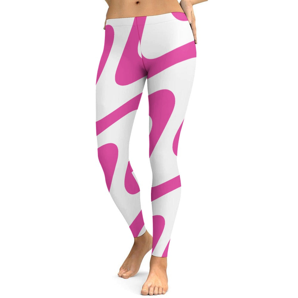 Soft Ladies Pink & White Tight Yoga Pants