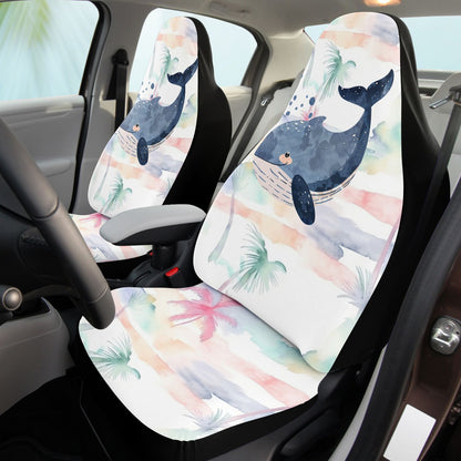 Whimsical Whale Car Seat Cover – Cute Watercolor Marine Life with Bubbles & Ocean Charm