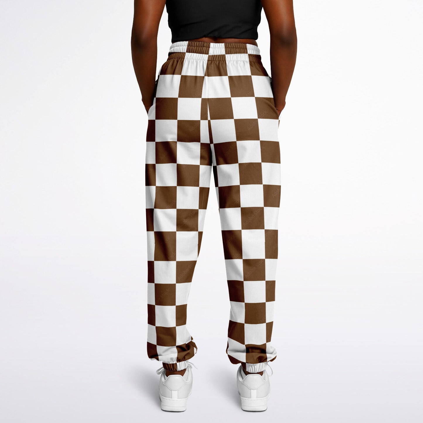 Mocha & White Checkered Athletic Sweatpants