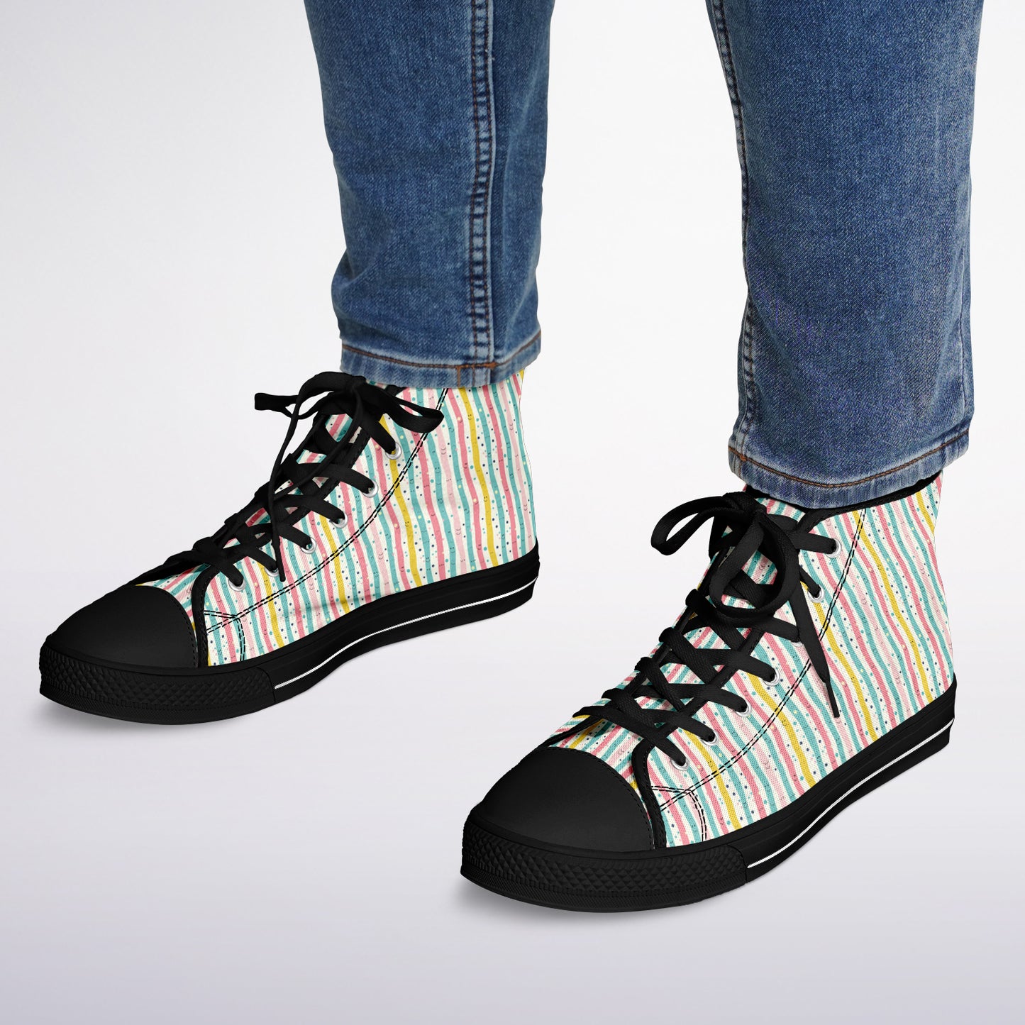 Urban Peak High Top Shoes | Whimsical Hand-Drawn Pastel Sneakers | Playful Streetwear