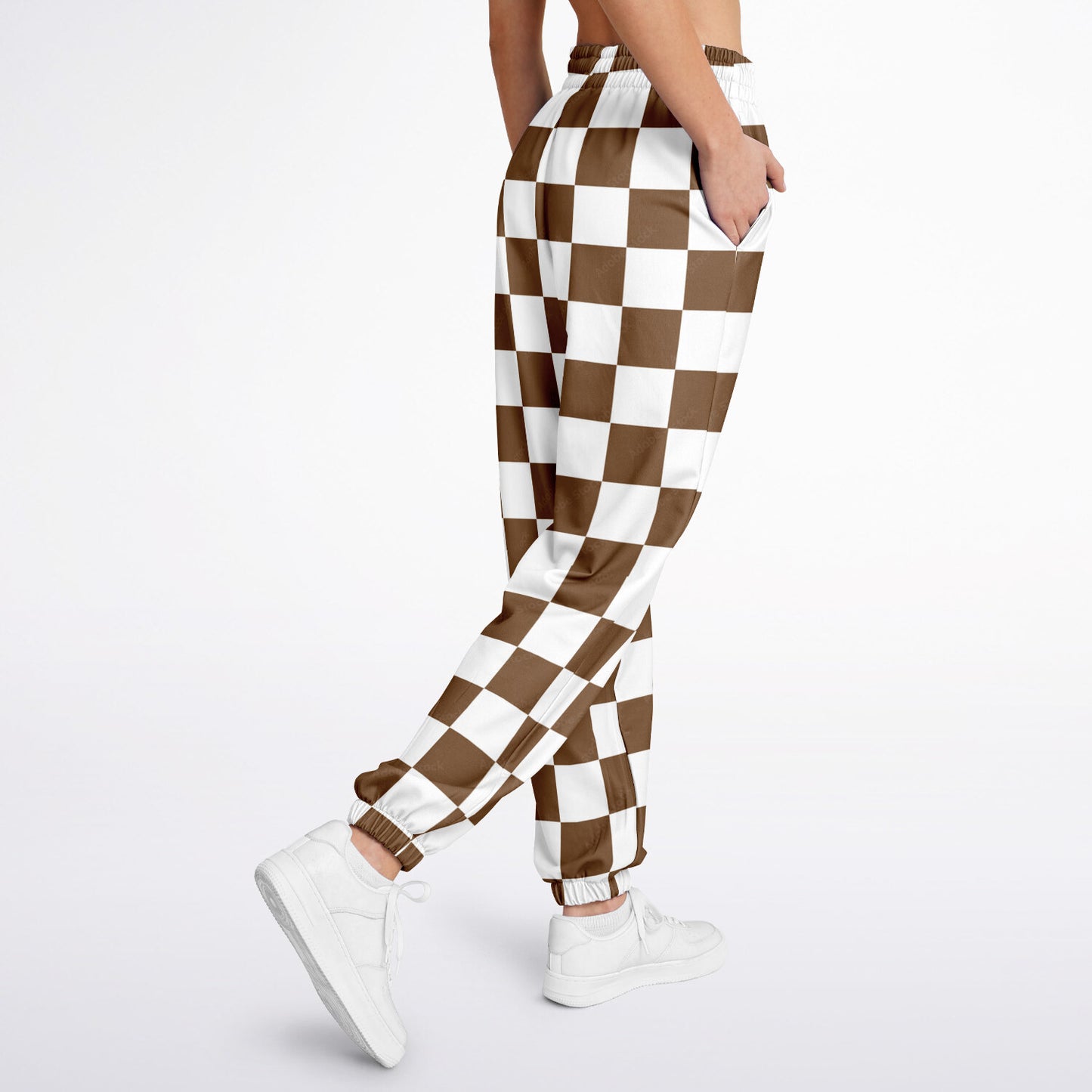 Mocha & White Checkered Athletic Sweatpants