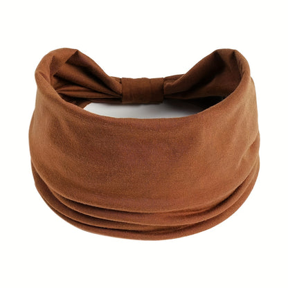 Women's Wide Headband, Solid Color Polyester, All-Season Stretchy Hair Wrap, Bohemian Thick Sports Yoga Turban Headband Accessory, Colorful Print Knotted Elastic Yoga Headband